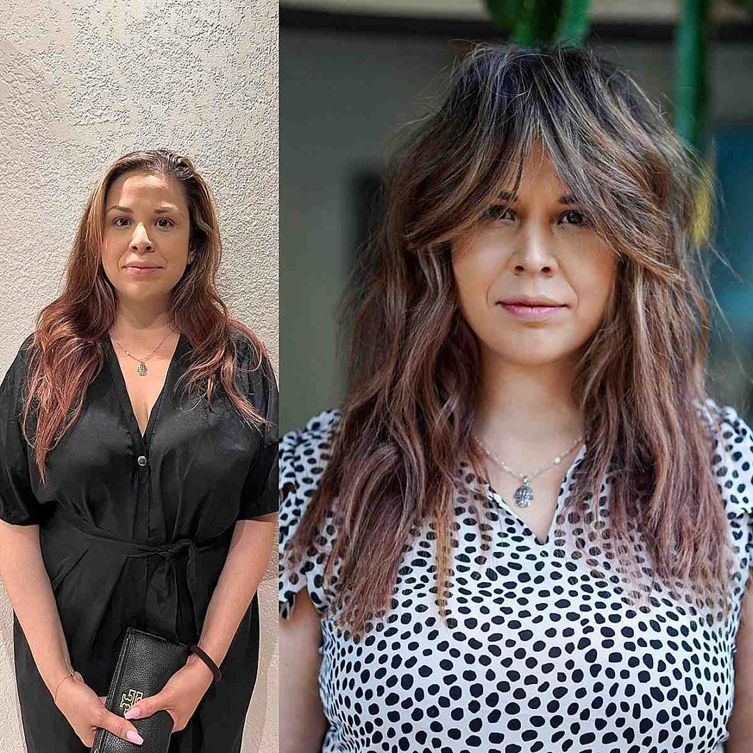 Chic Layered Messy Bangs with Subtle Highlights