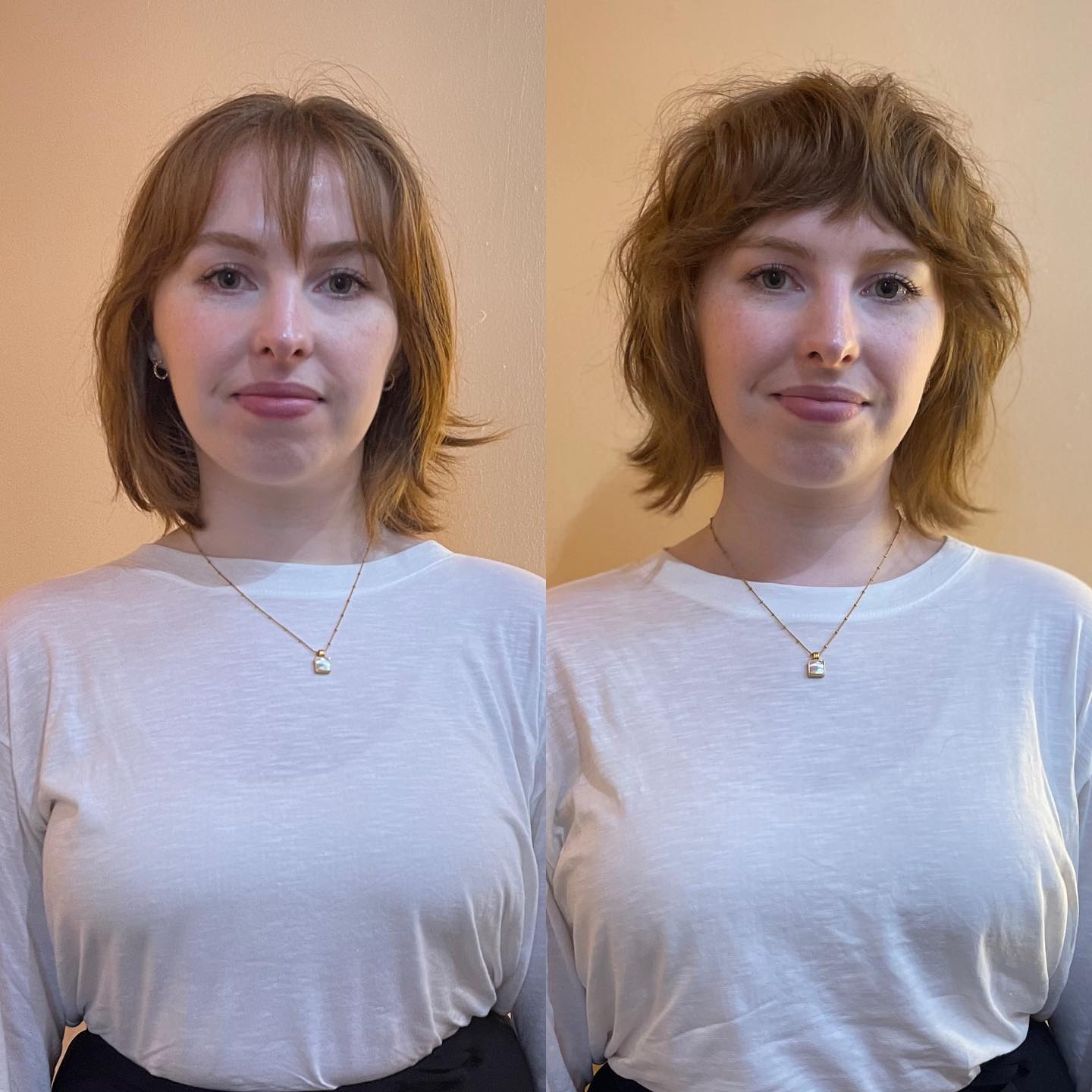 Chic Shaggy Cut with Playful Bangs