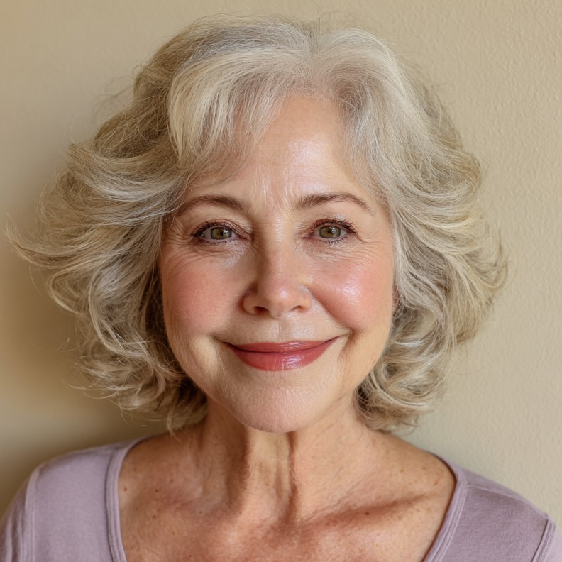 Chic Soft Curly Bob with Warm Blonde Highlights