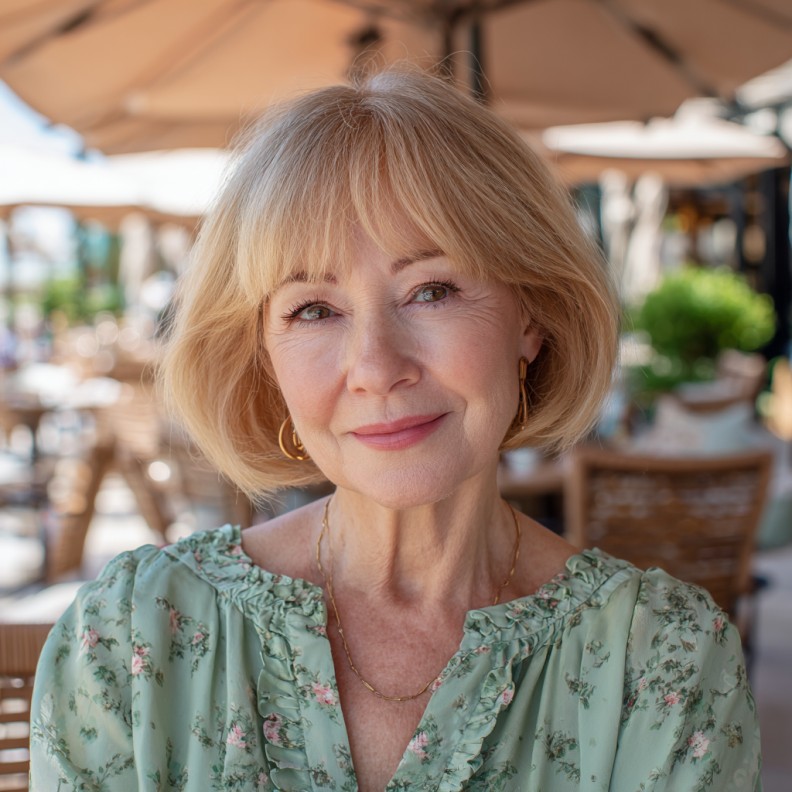 Chic Textured Bob with Warm Blonde Highlights