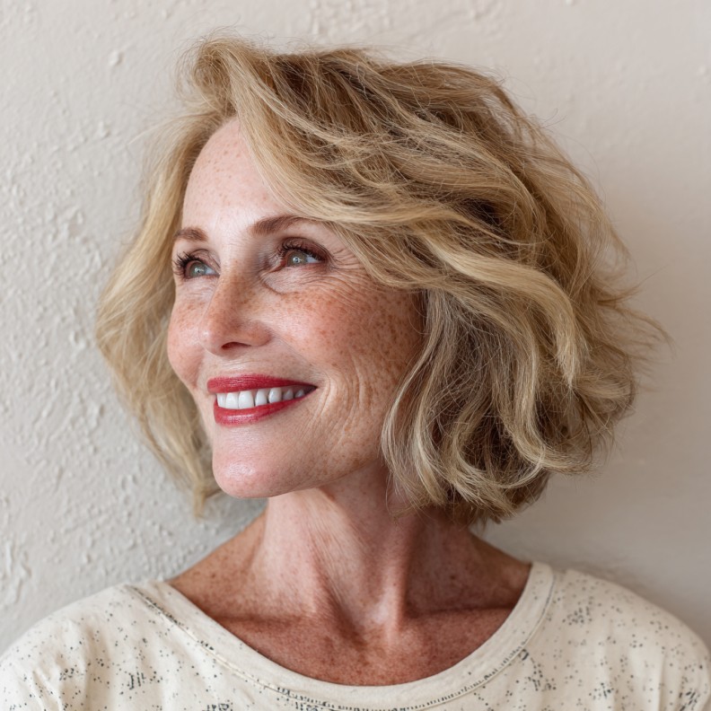 Chic Textured Lob with Warm Blonde Undertones