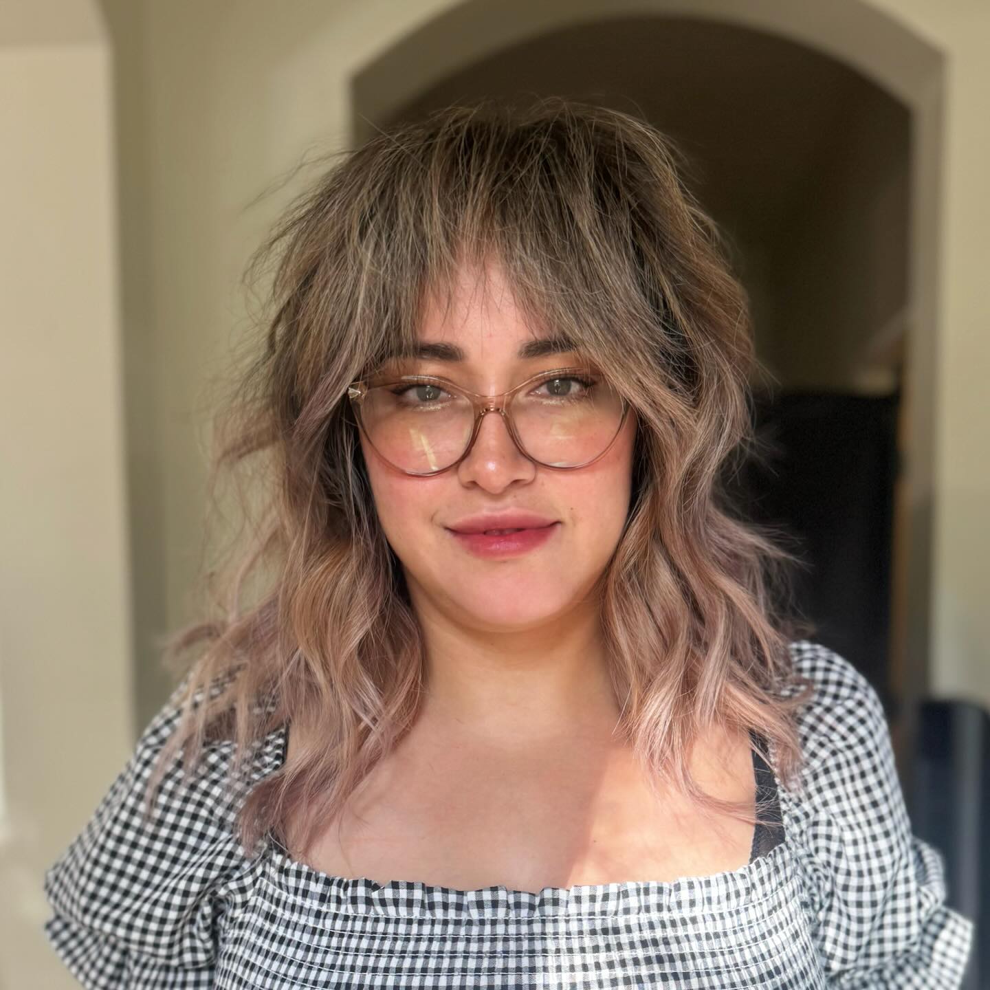 Chic Textured Long Bangs with Soft Waves