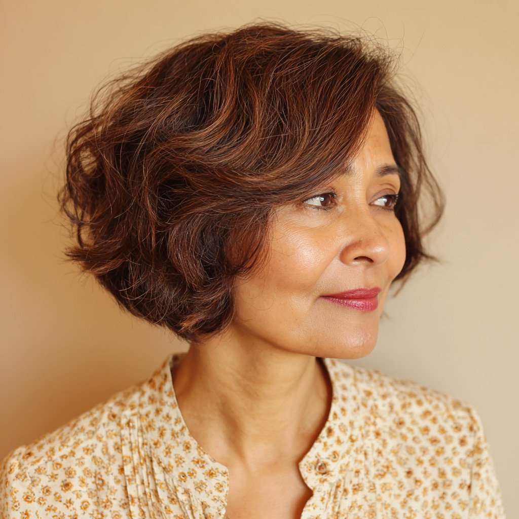 Chic Textured Wavy Bob with Soft Layers
