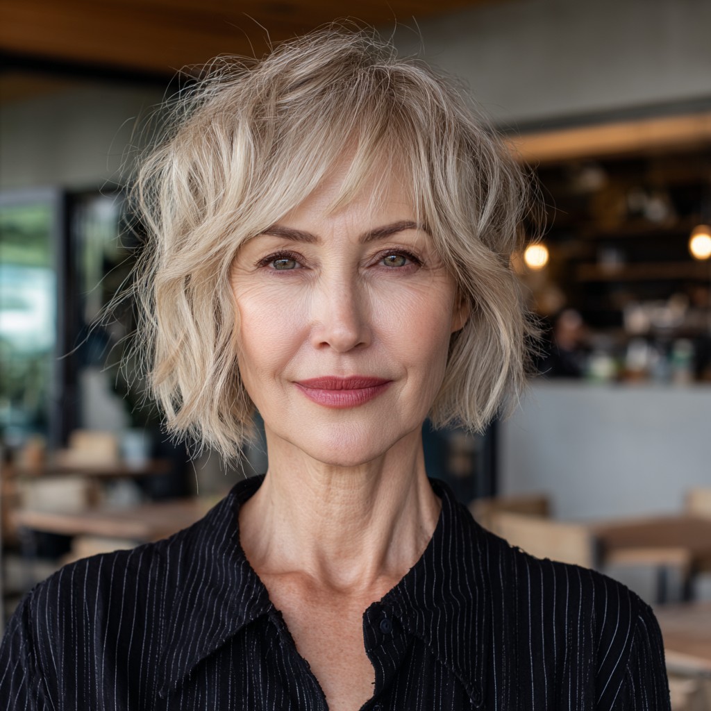 Chic Wispy Wavy Bob with Subtle Layers