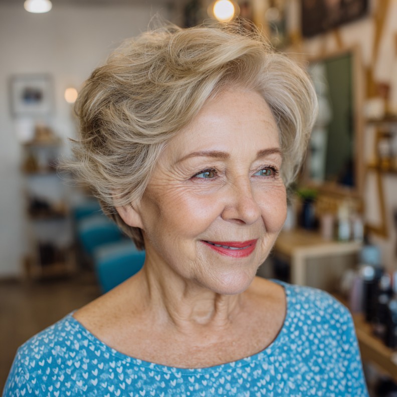 Classic Soft Textured Short Cut with Warm Blonde Undertones