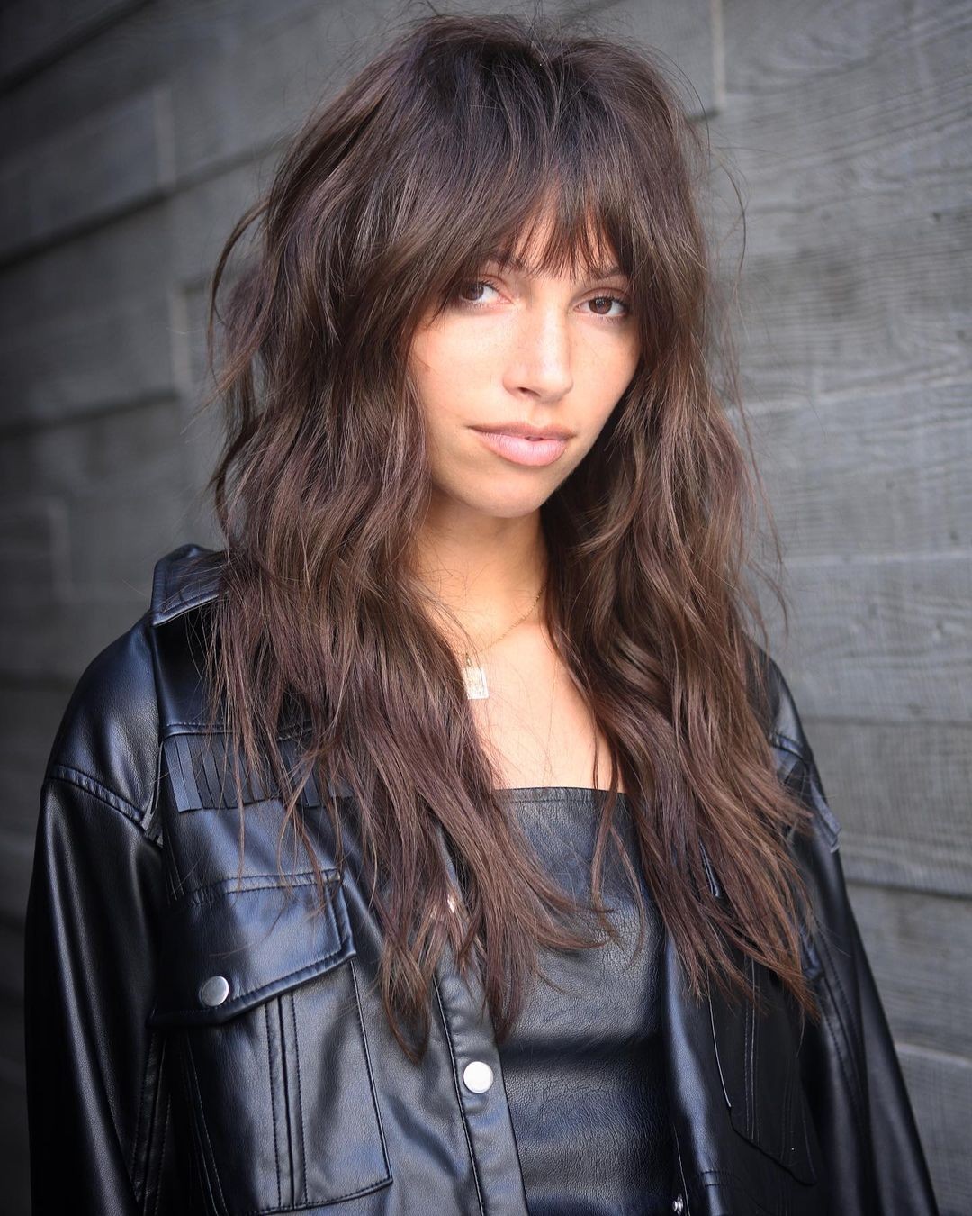 Effortlessly Layered Long Bangs with Soft Texture