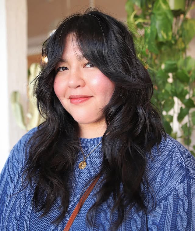 Effortlessly Tousled Long Bangs with Lush Layers
