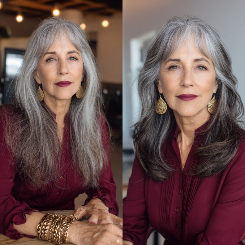 Elegant Long Layered Shag with Soft Face-Framing Layers