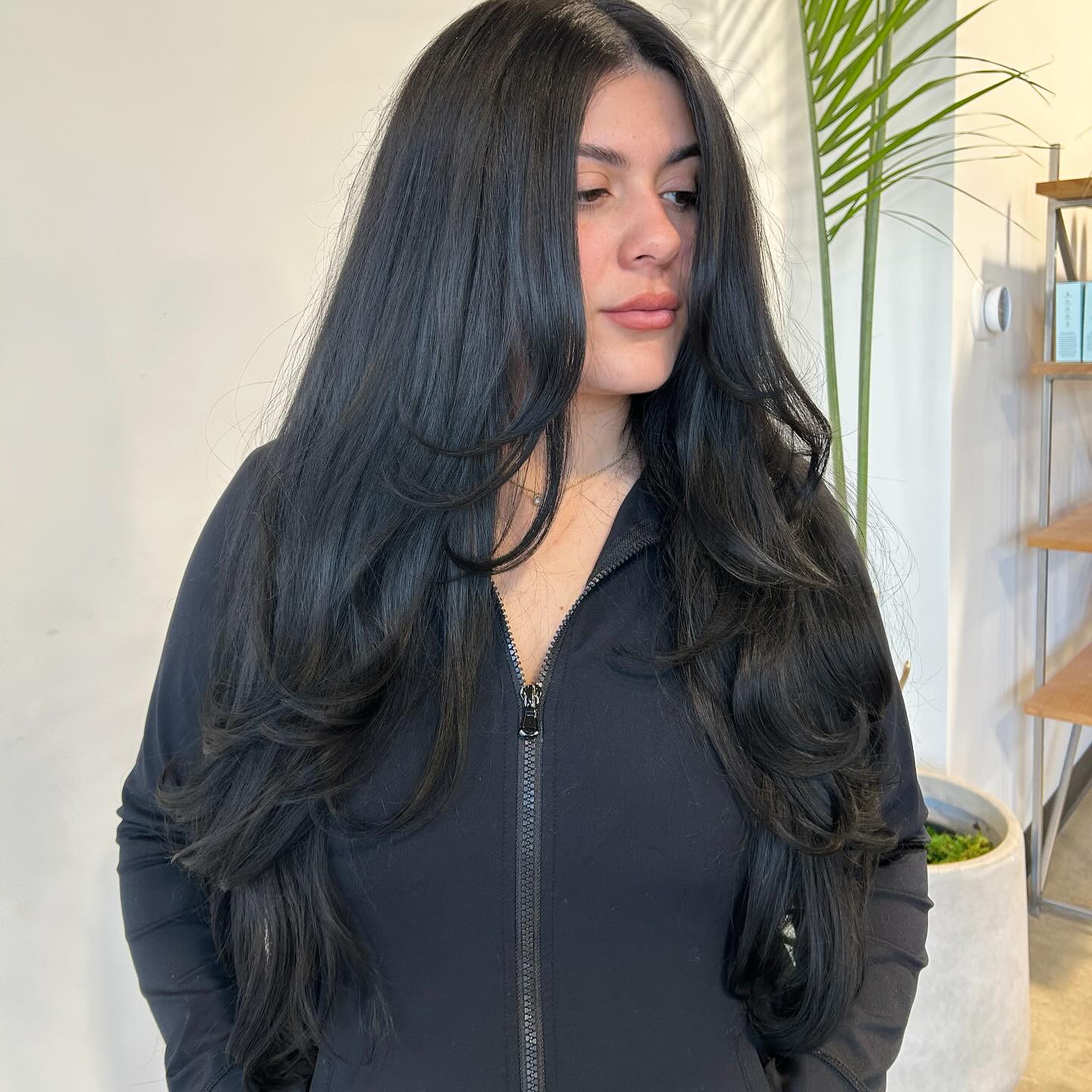 Elegant Long Layers with Soft Face-Framing Movement