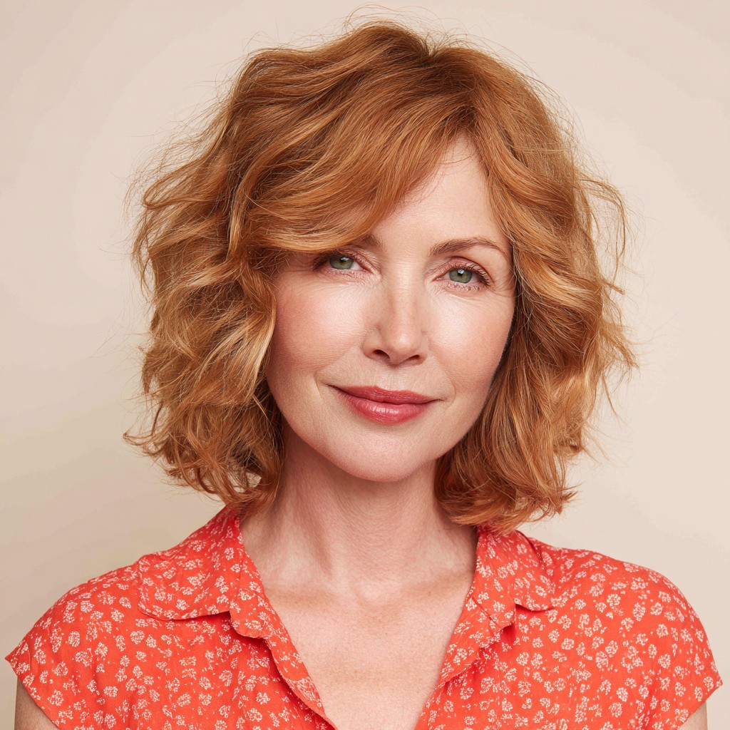 Flirty Textured Wavy Bob with Soft Highlights