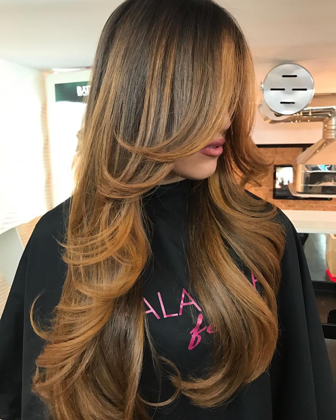 Gorgeous Long Layered Cut with Golden Highlights