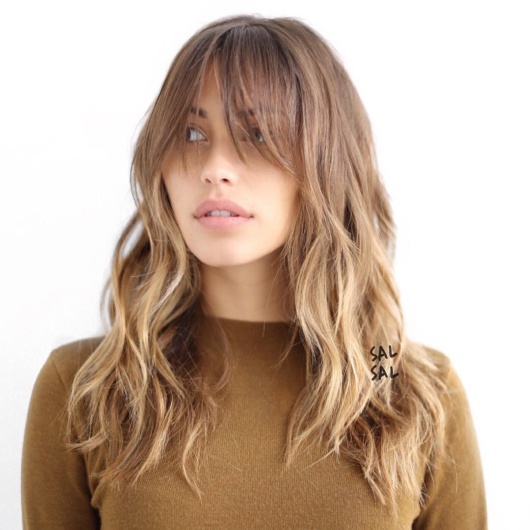Layered Messy Bangs with Soft Waves