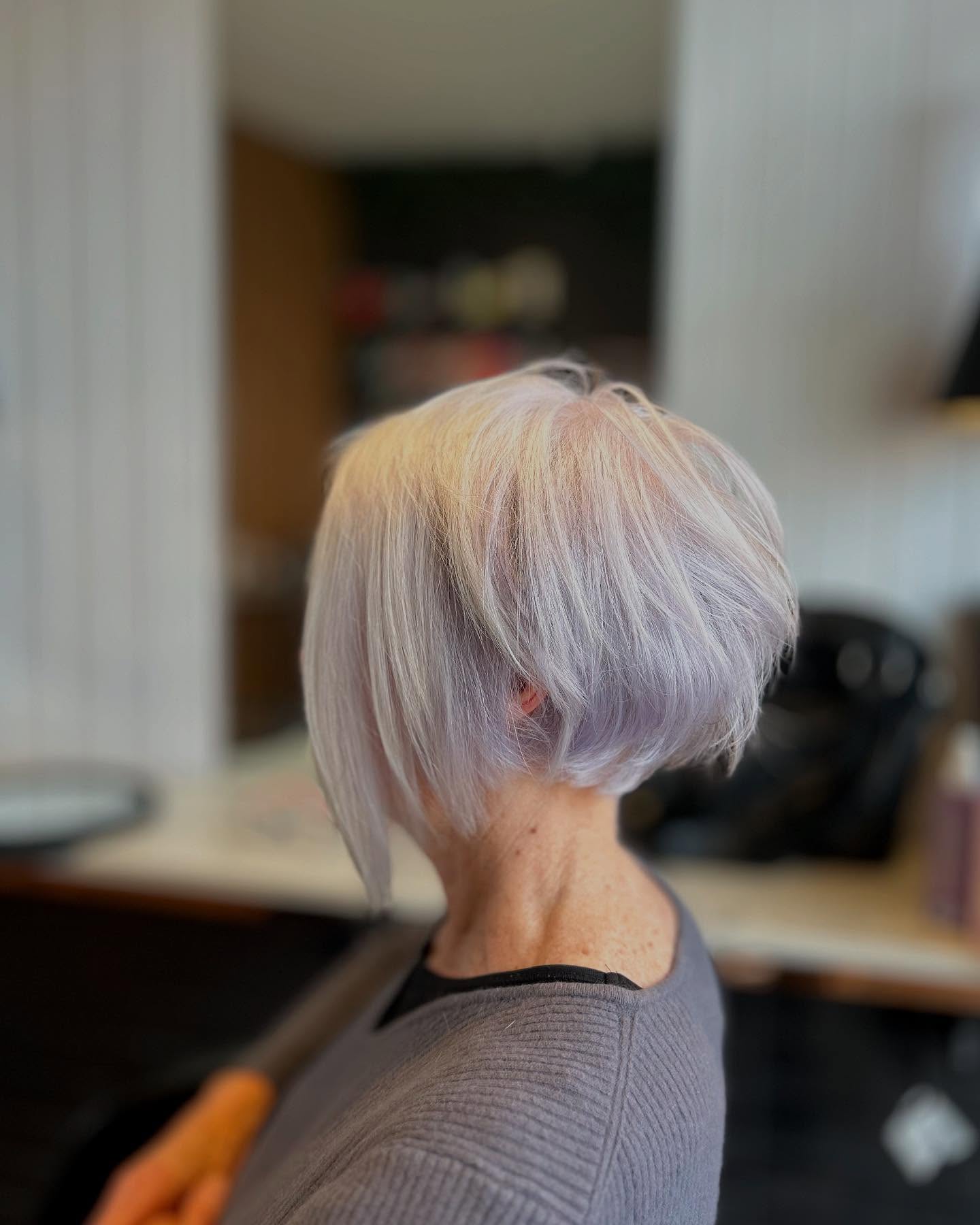 Modern Soft Lavender Stacked Bob with Subtle Layers