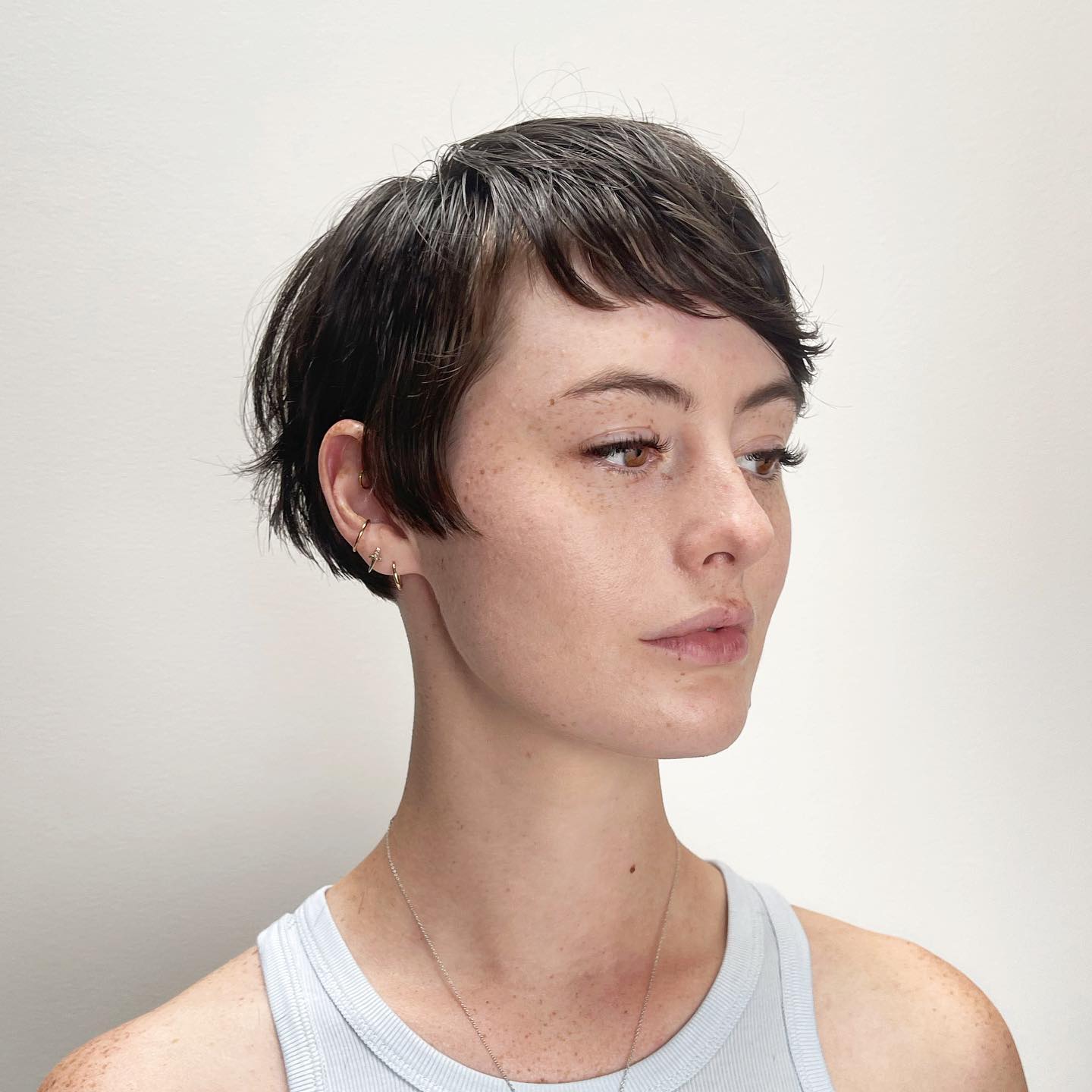 Modern Textured Long Pixie with Soft Fringe