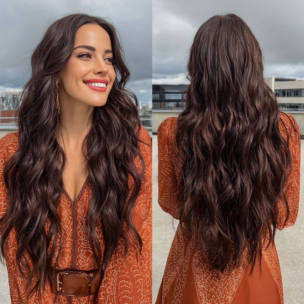 Rich Chocolate Boho Waves with Soft Layers