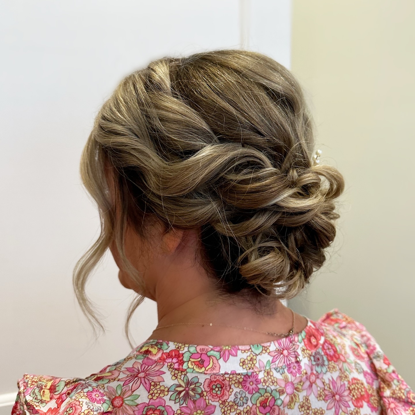Romantic Curly Updo with Soft Tendrils