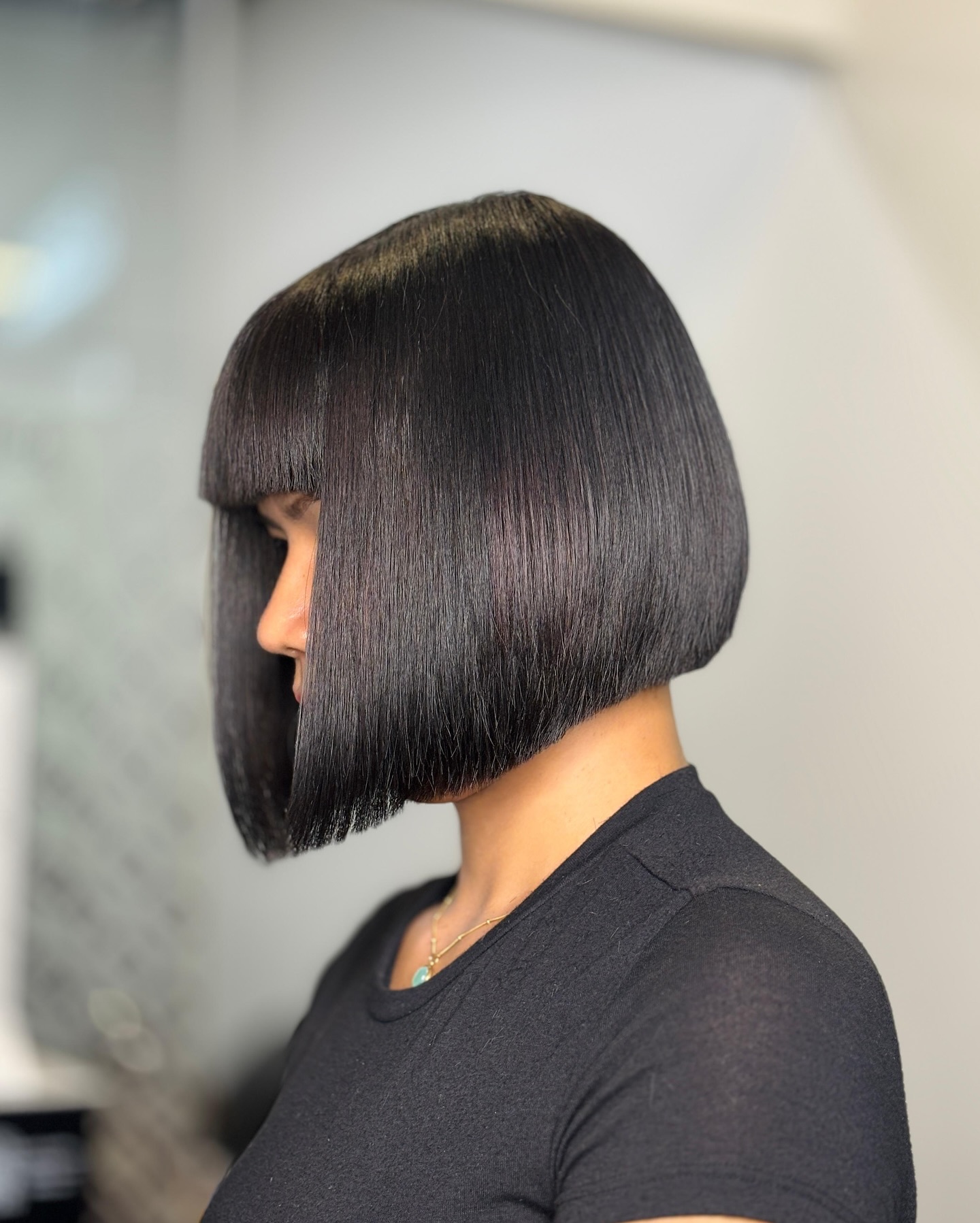 Sleek Blunt Bob with Full Bangs