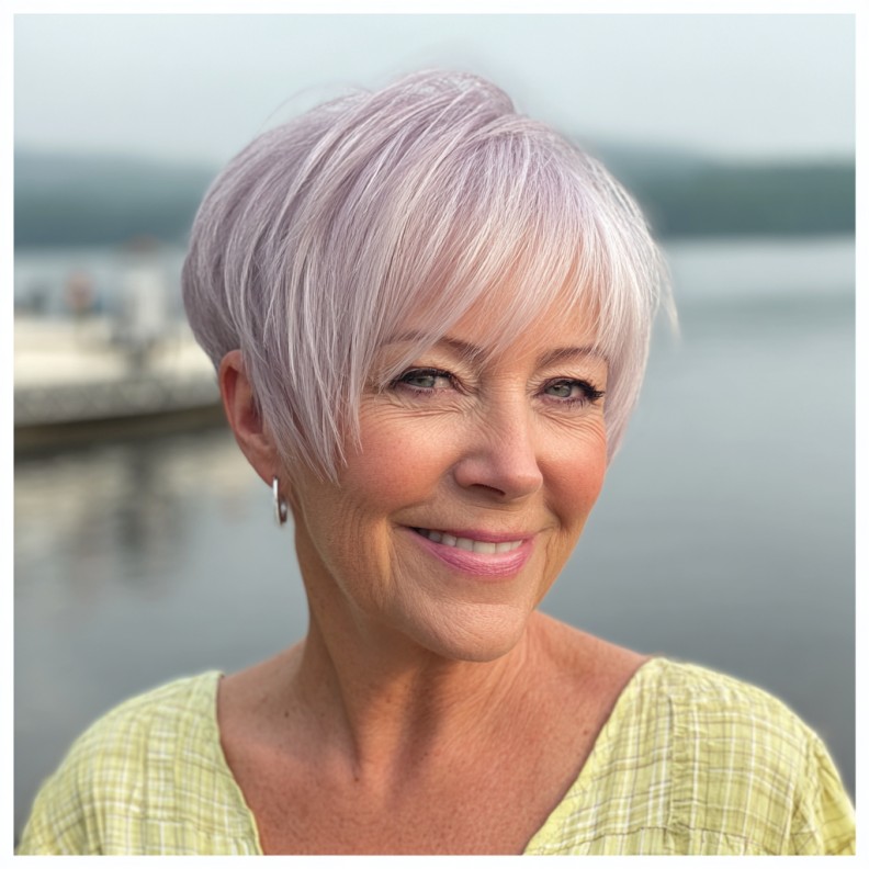 Soft Lavender Textured Pixie Cut