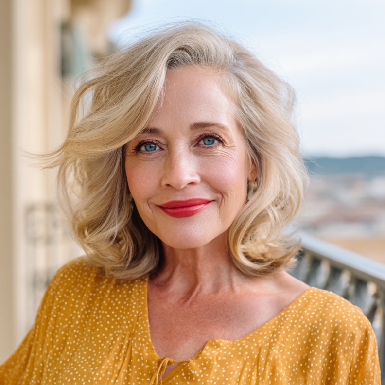 Soft Layered Waves with Warm Blonde Highlights