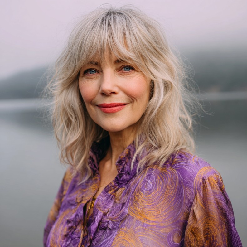 Soft Textured Beach Waves with Subtle Bangs