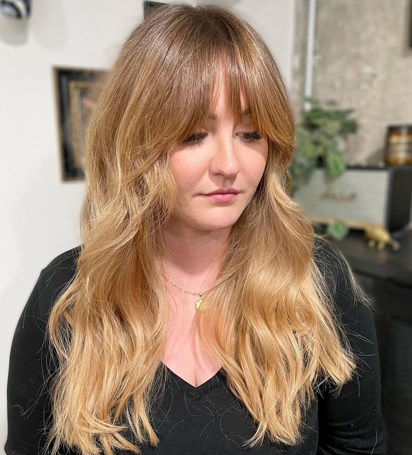 Soft Textured Long Bangs with Subtle Layers
