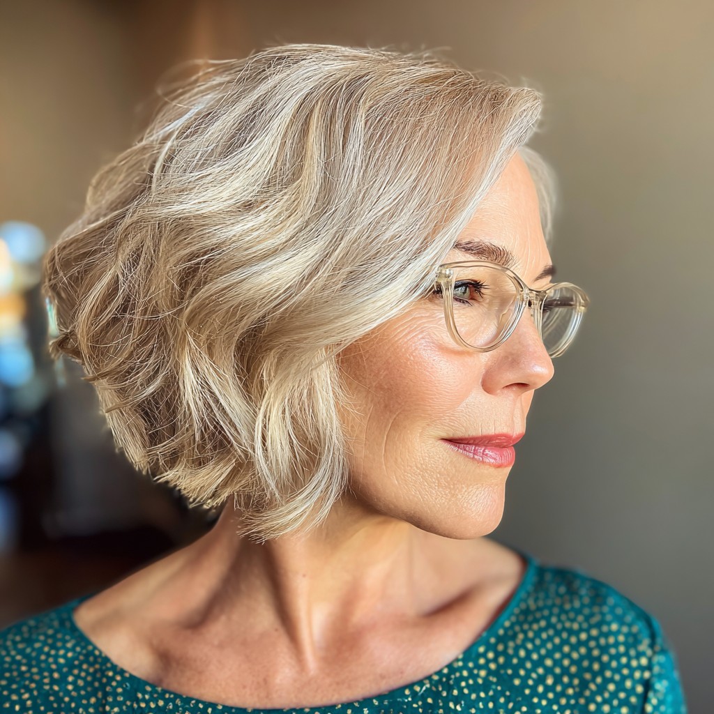 Soft Textured Wavy Bob with Subtle Highlights