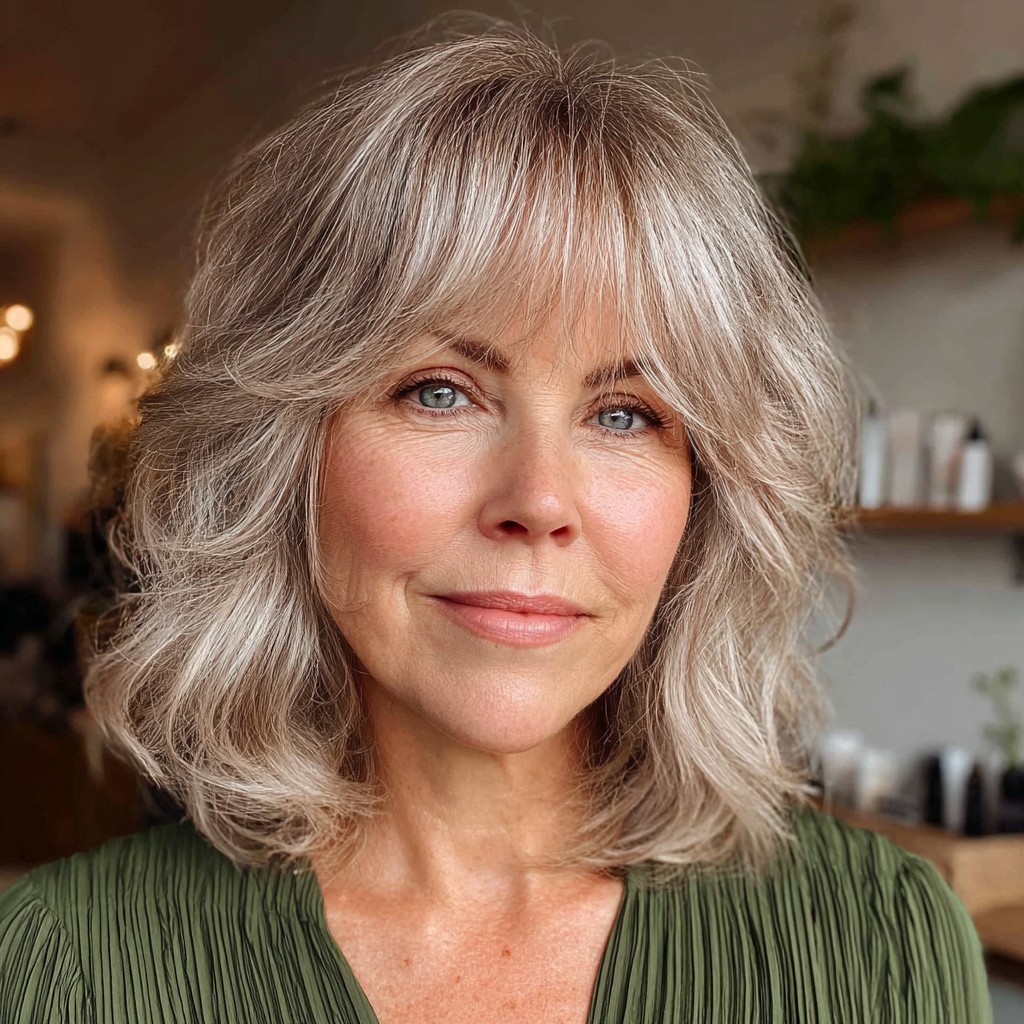 Soft Textured Wavy Cut with Gentle Bangs