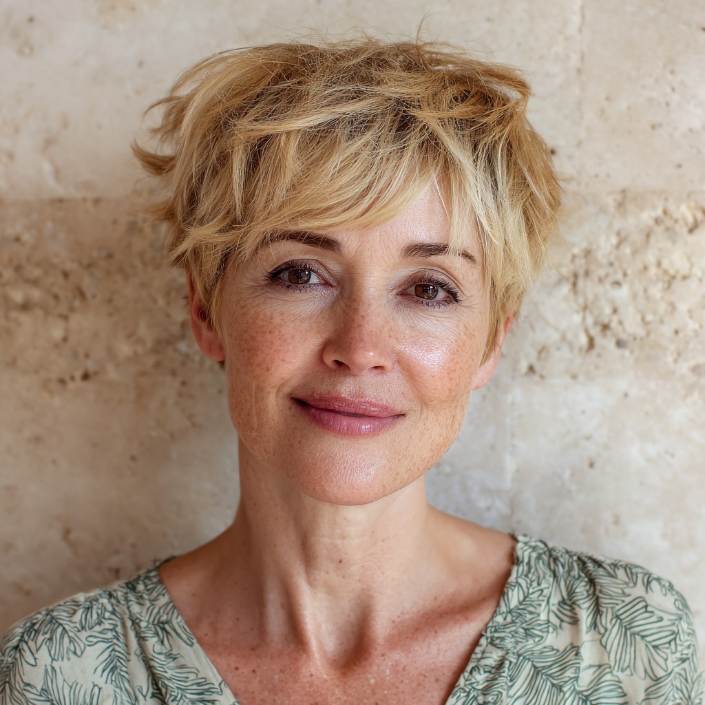 Softly Textured Tousled Pixie with Delicate Layers