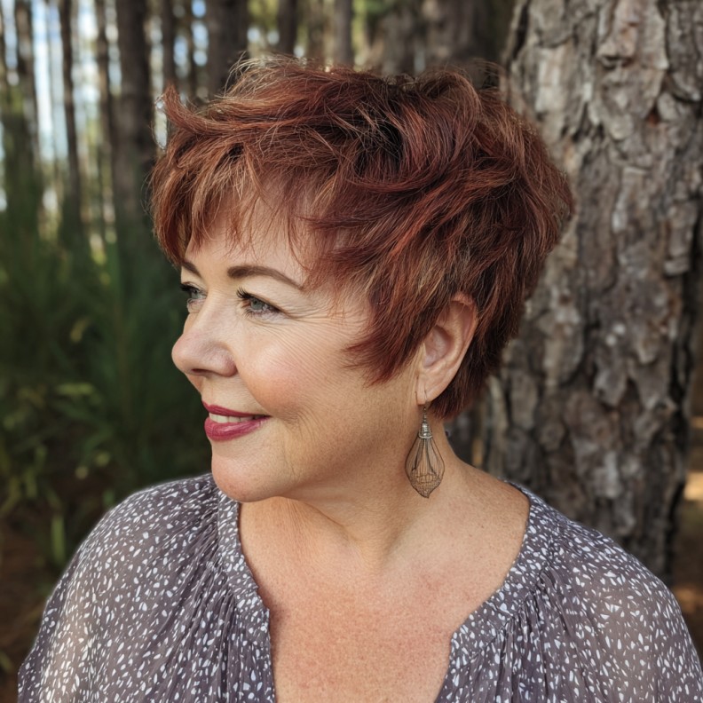 Textured Copper Pixie Cut with Soft Volume