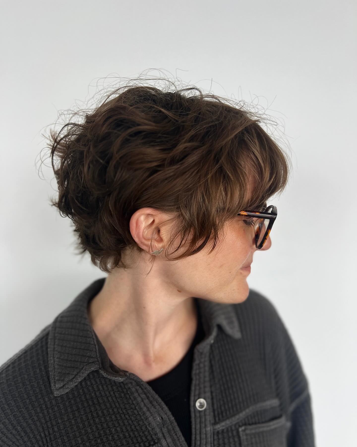 Textured Curly Bixie with Playful Volume