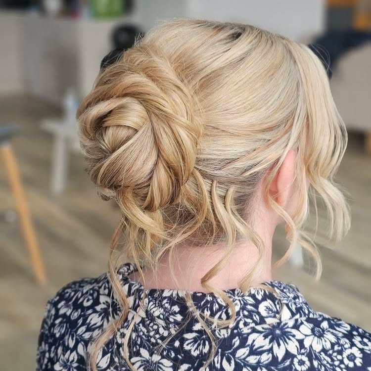 Textured Low Bun with Soft Waves