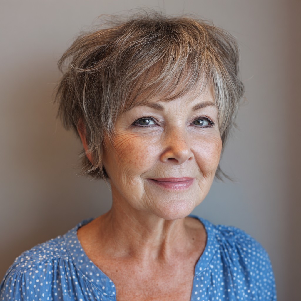 Textured Short Crop with Soft Layers for a Fresh Look