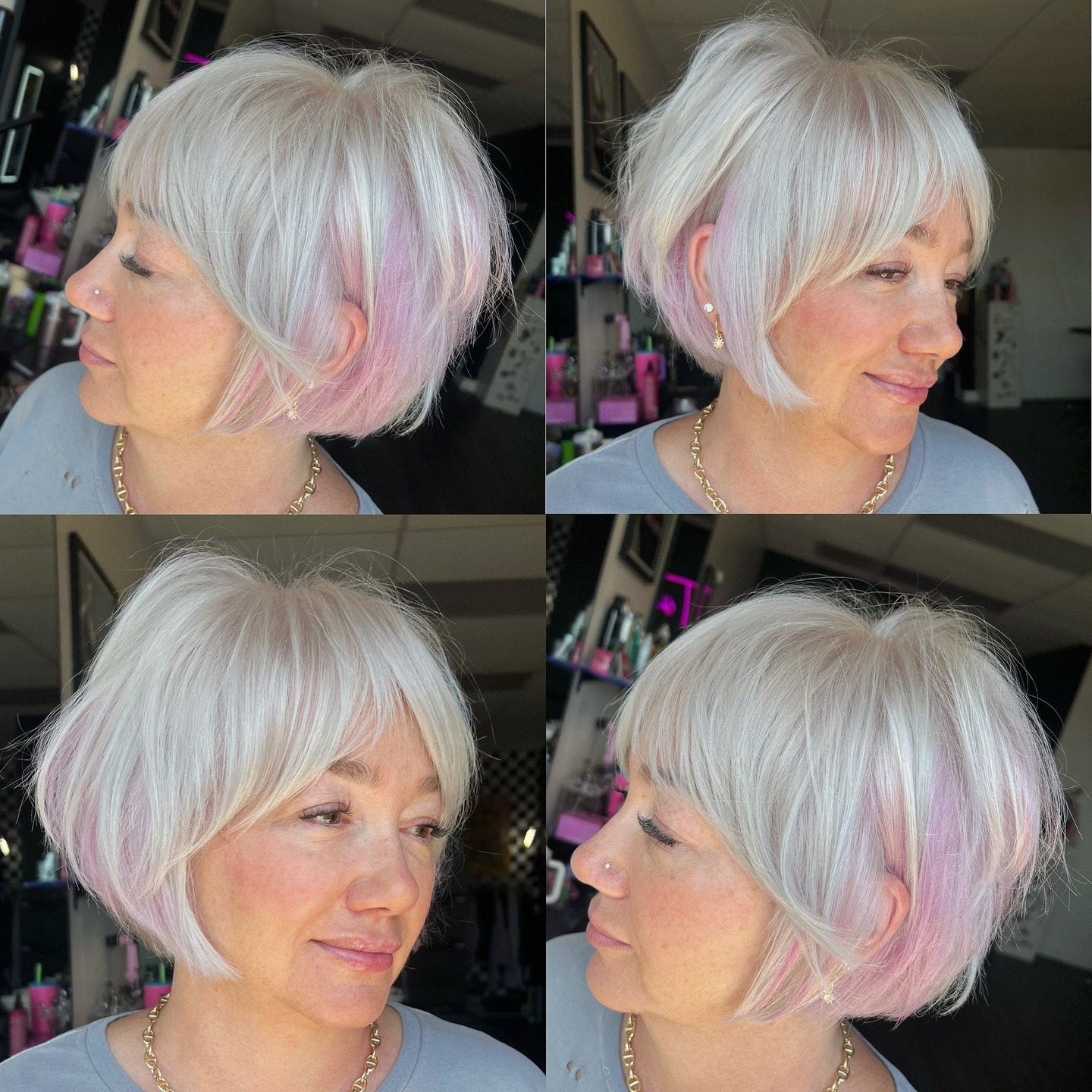 Textured Silver Bixie with Subtle Pink Highlights