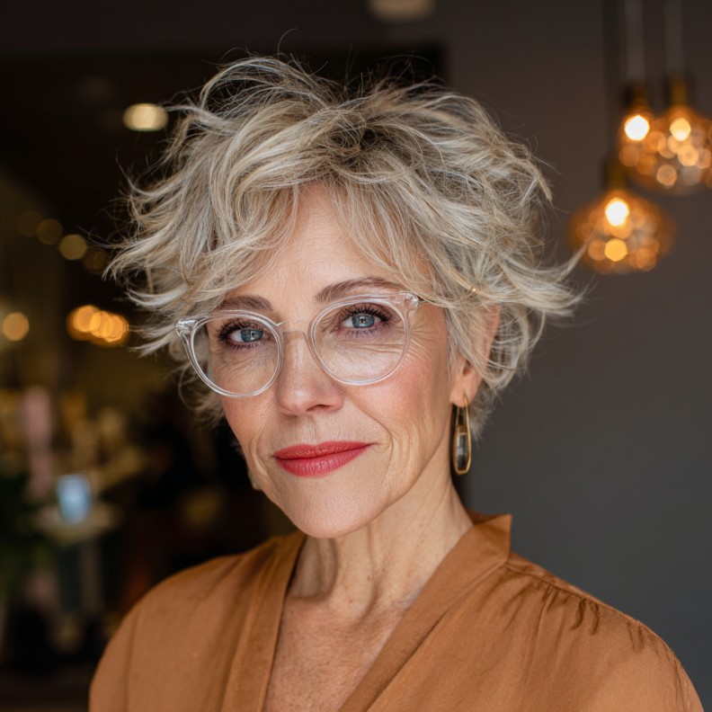 Textured Warm Blonde Curly Cut with Subtle Layers