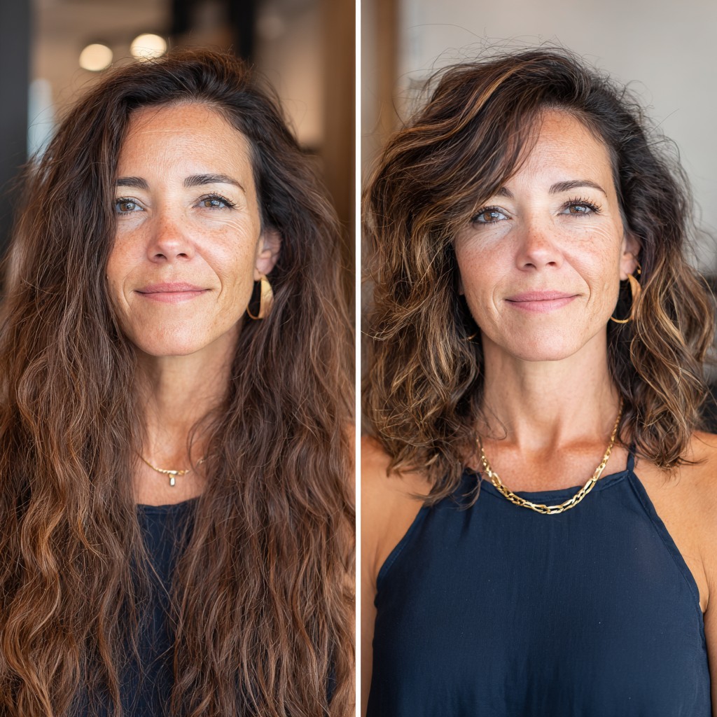 Textured Wavy Lob with Soft Layers and Natural Bounce