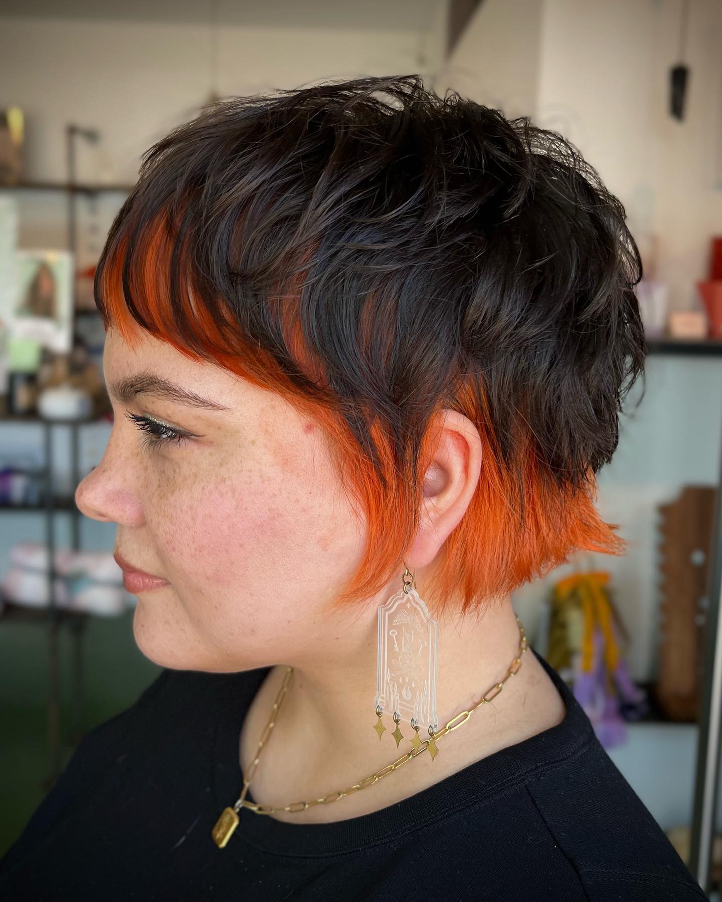 Vibrant Textured Bixie with Bold Orange Highlights