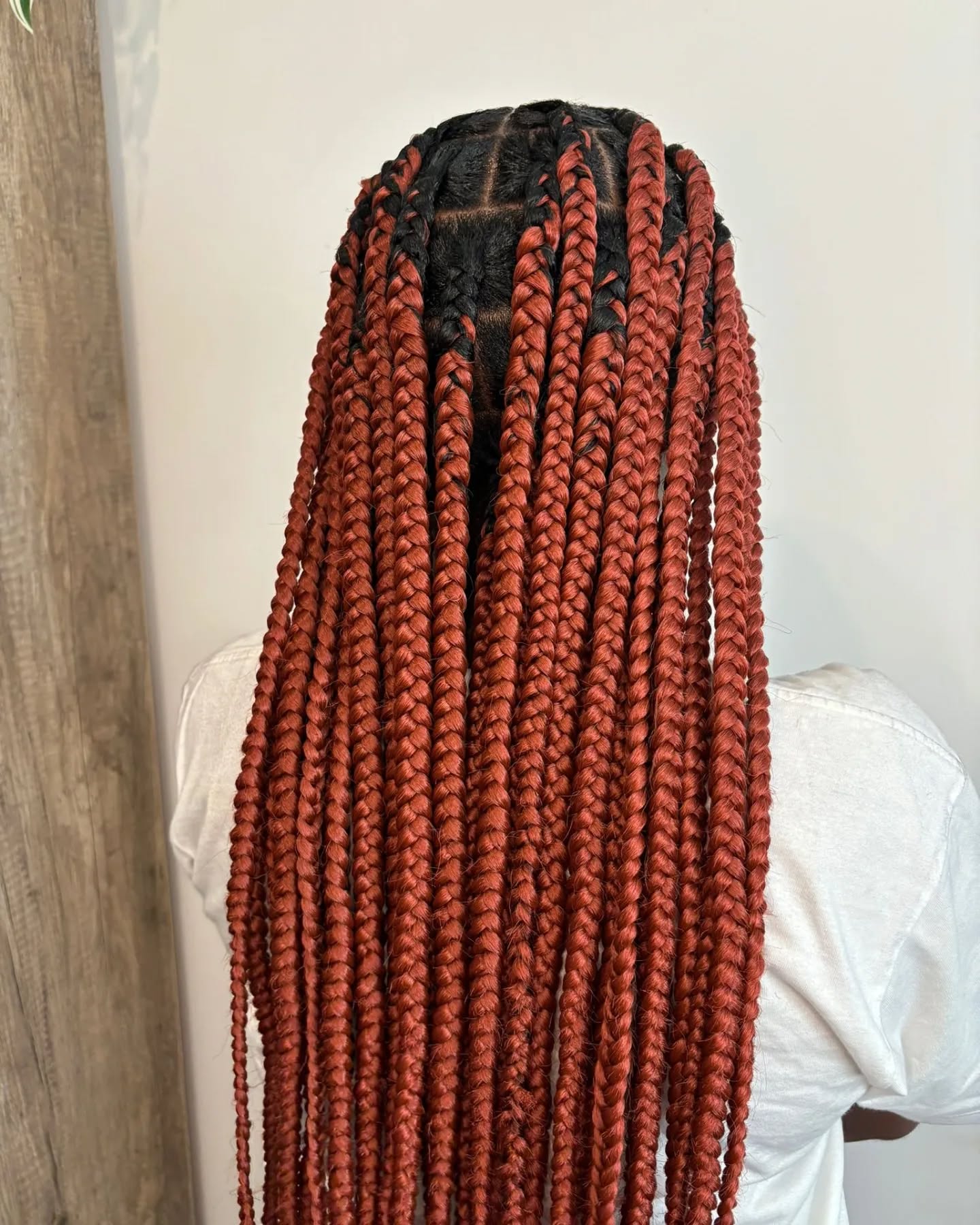 Bold Long Jumbo Braids with Rich Auburn Undertones