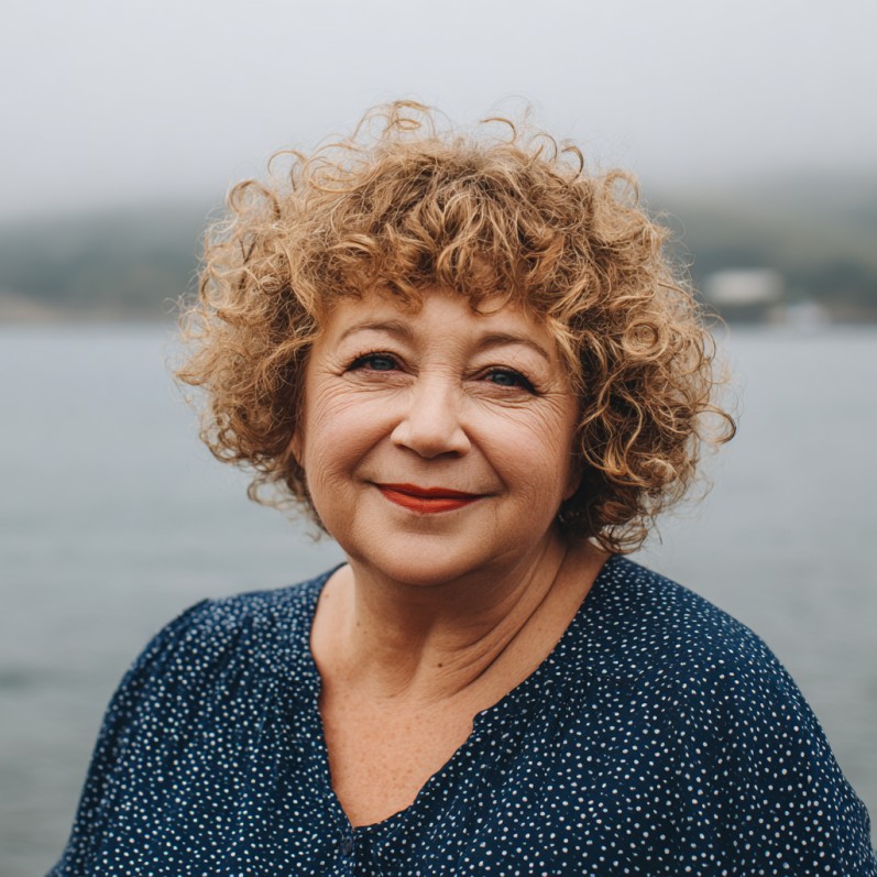 Charming Curly Bob with Soft Bangs