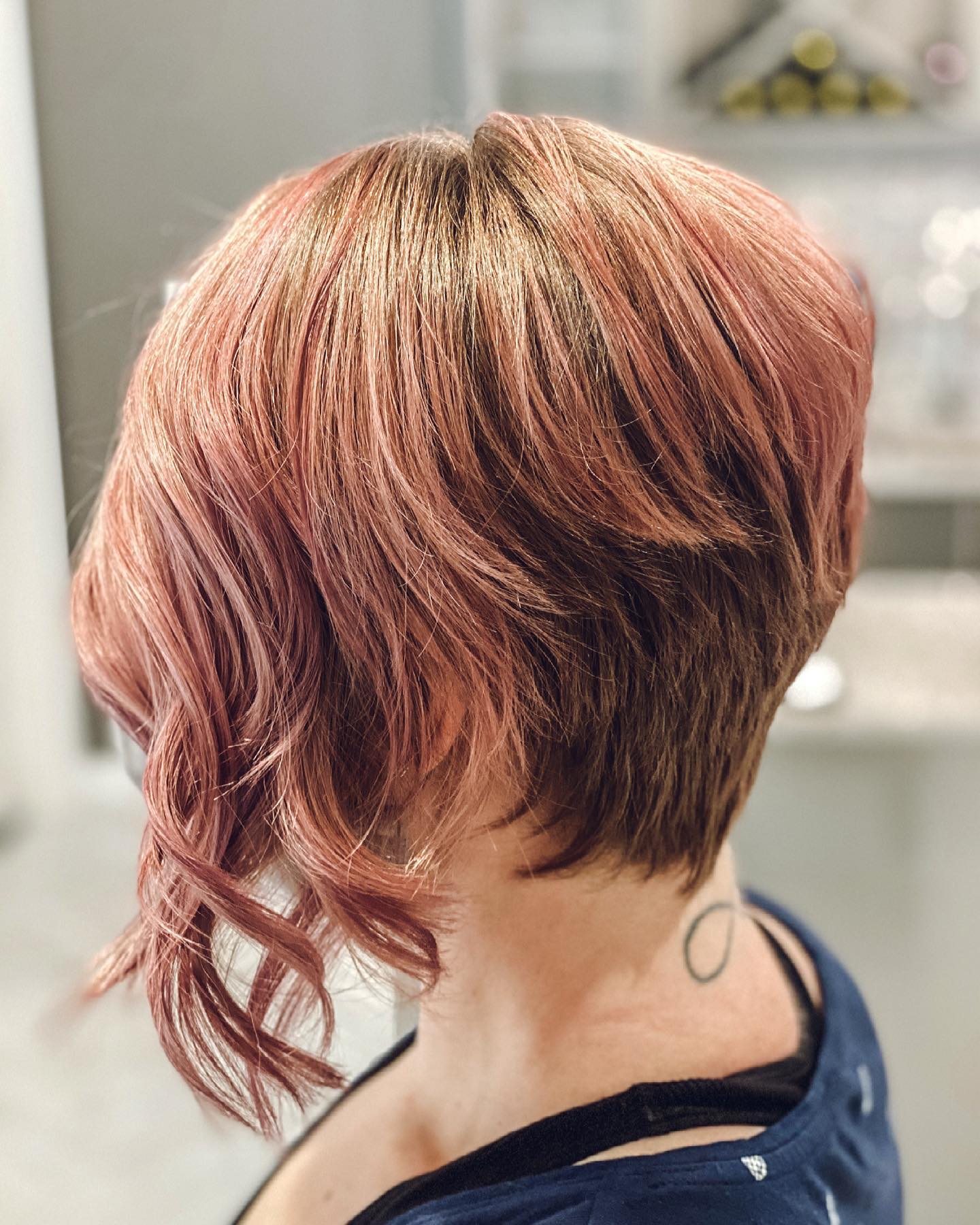 Chic Copper Asymmetrical Pixie Cut with Soft Waves