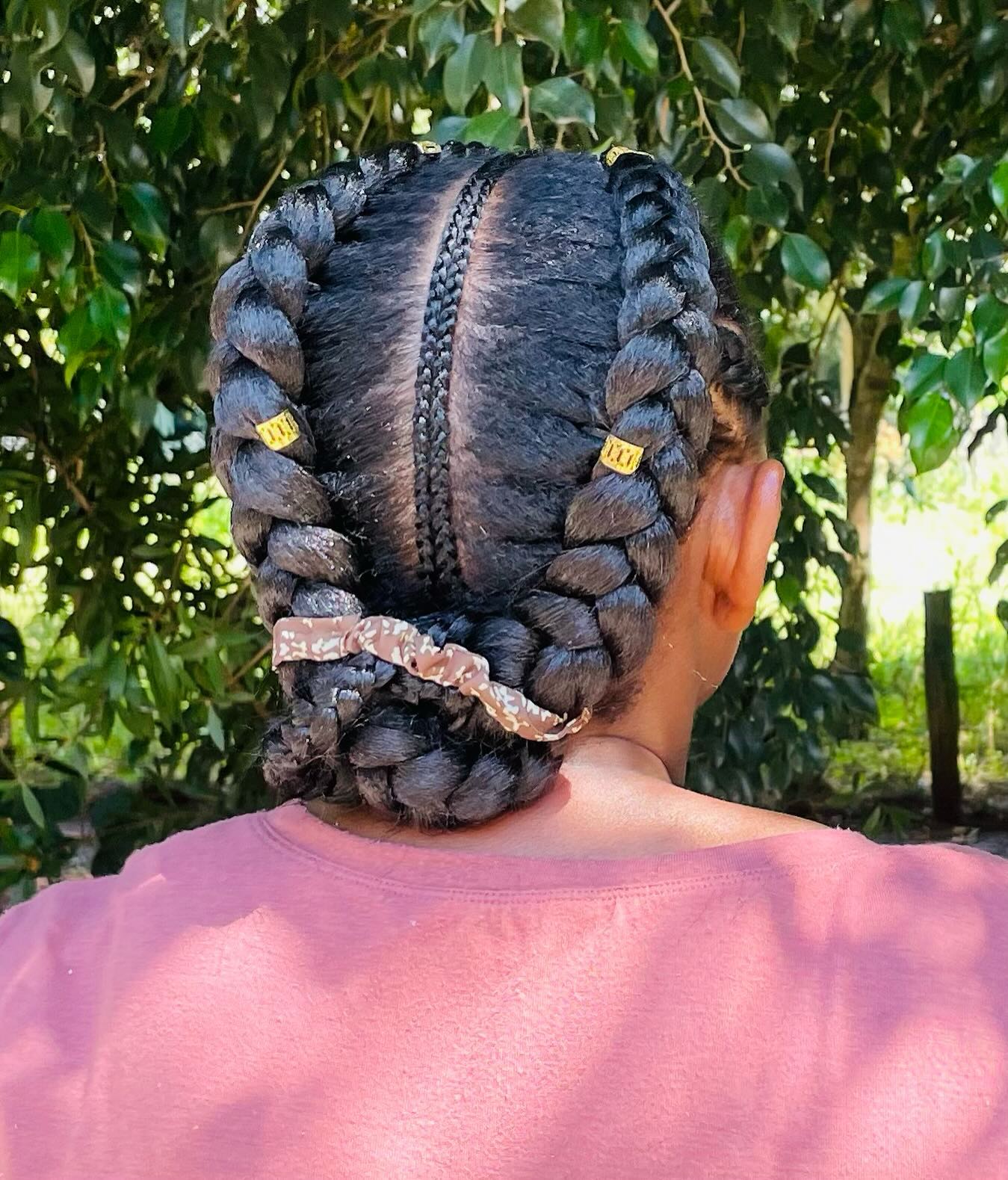 Chic Double Jumbo Braids with Decorative Accents