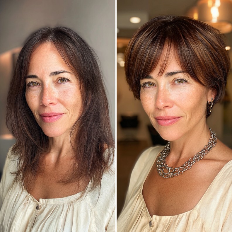 Chic Layered Bixie Haircut with Rich Highlights