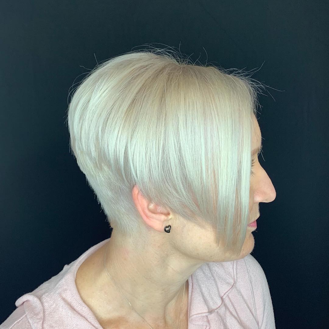 Modern Silvery Asymmetrical Pixie with Soft Layers