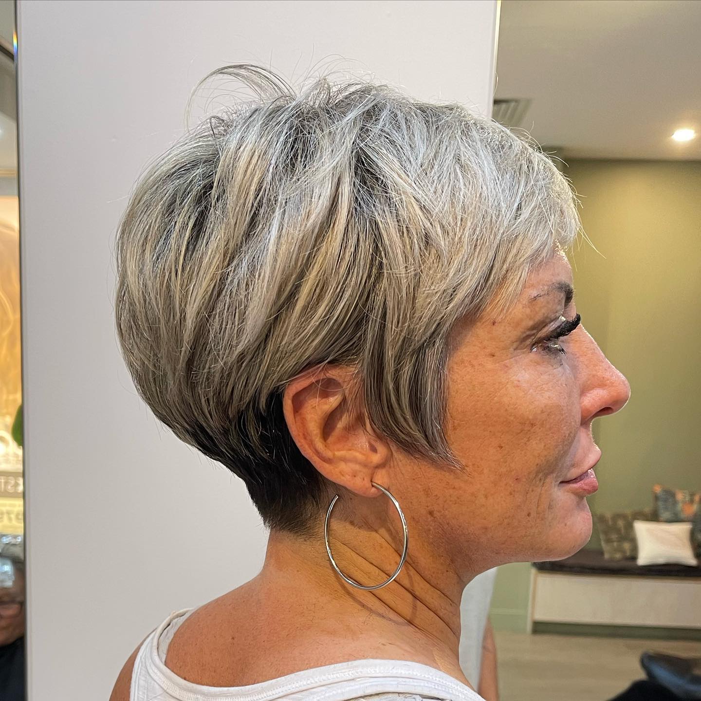 Modern Textured Long Pixie with Light Silver Highlights