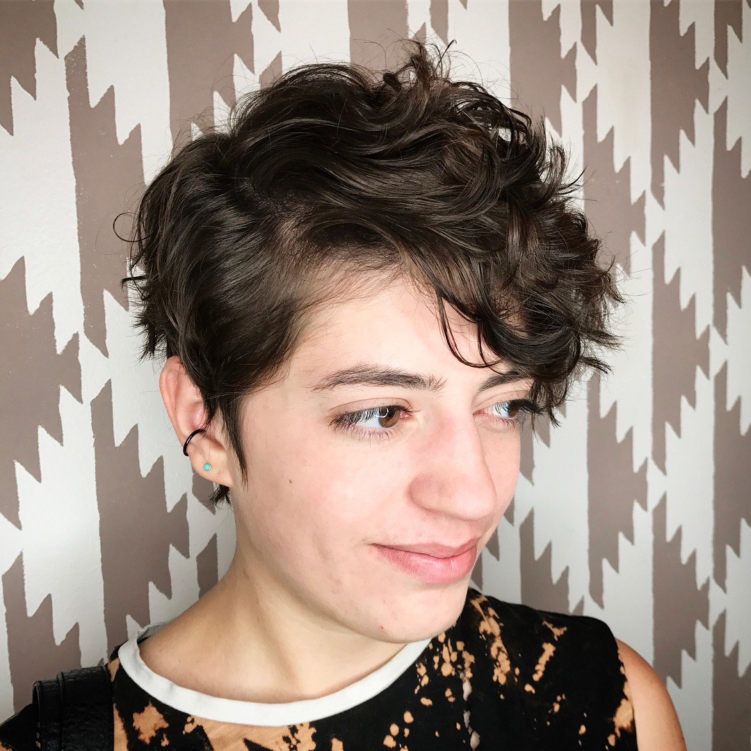 Playful Curly Asymmetrical Pixie Cut
