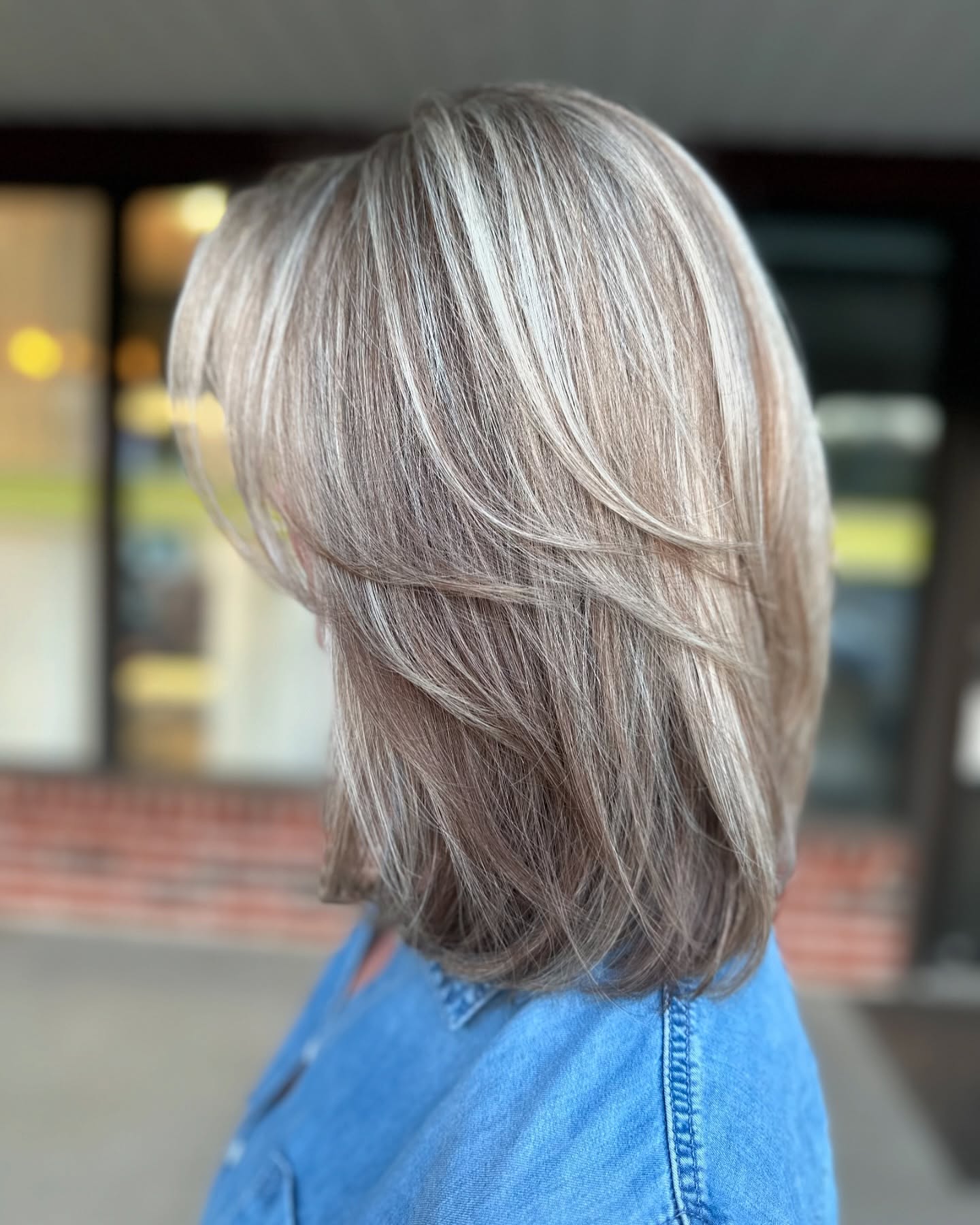 Softly Layered Silver-Highlighted Lob