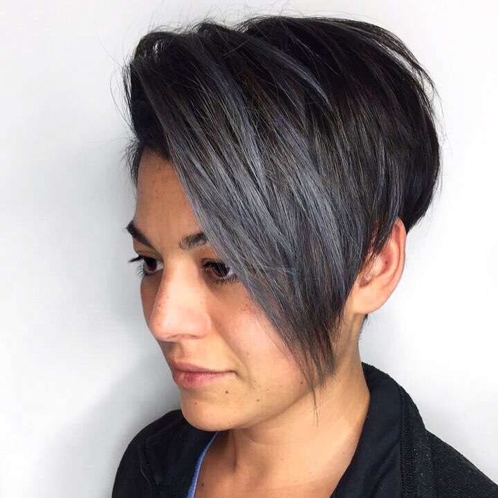 Stylish Asymmetrical Pixie with Subtle Silver Highlights