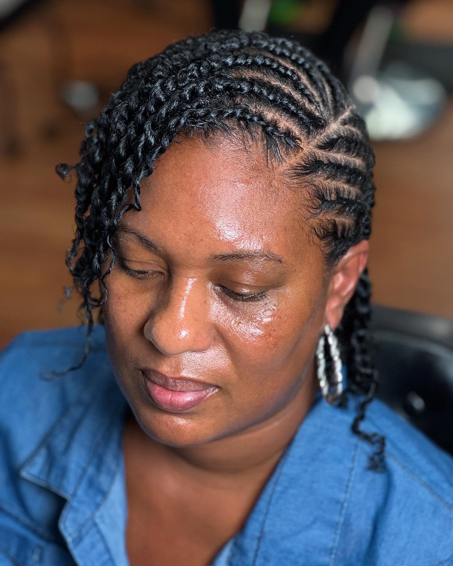 Stylish Twisted Cornrows with Defined Ends