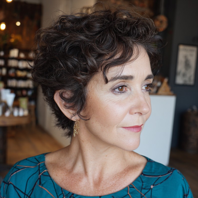 Textured Asymmetrical Pixie with Defined Curls