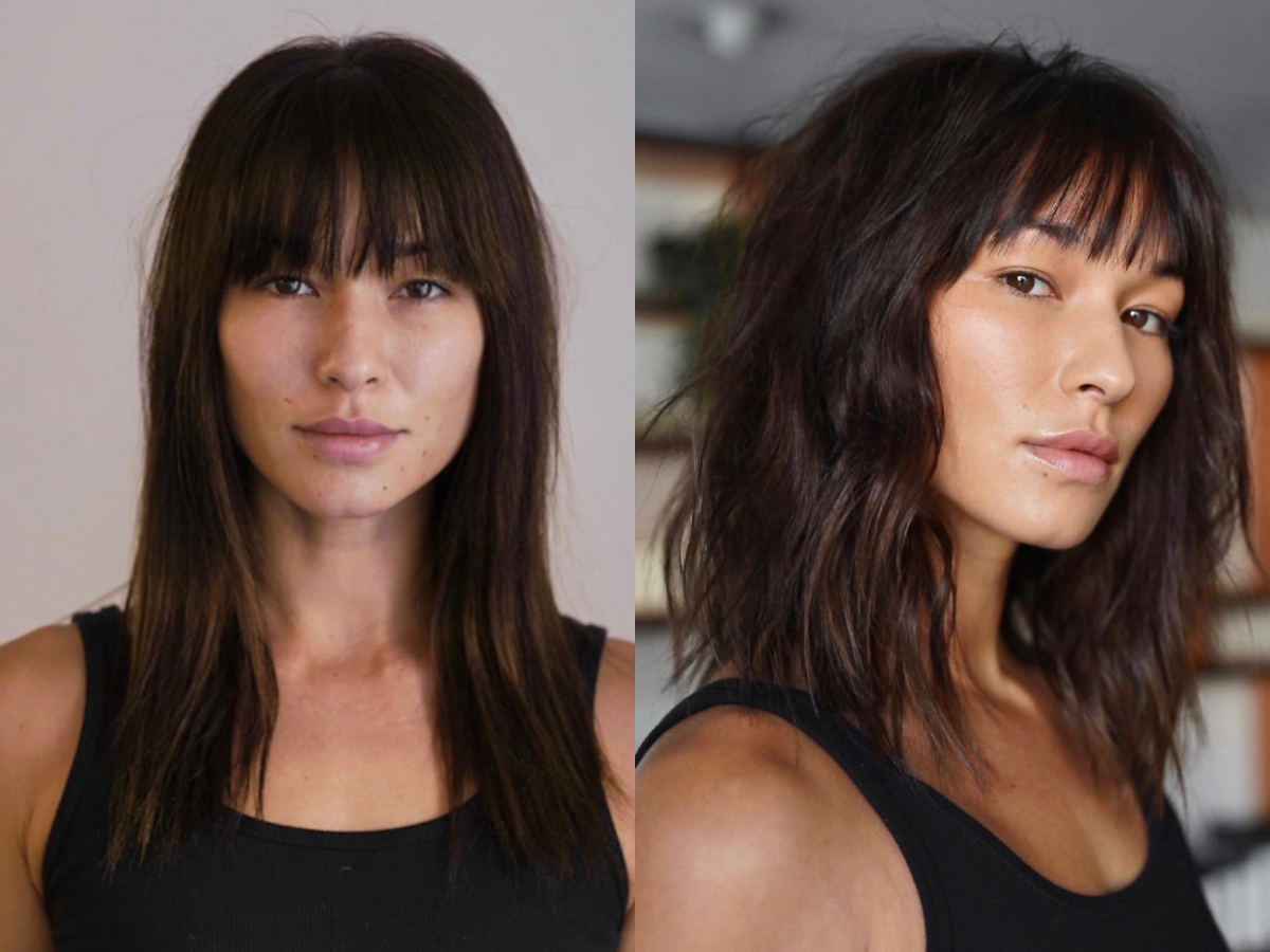 Textured Lob with Wispy Bangs