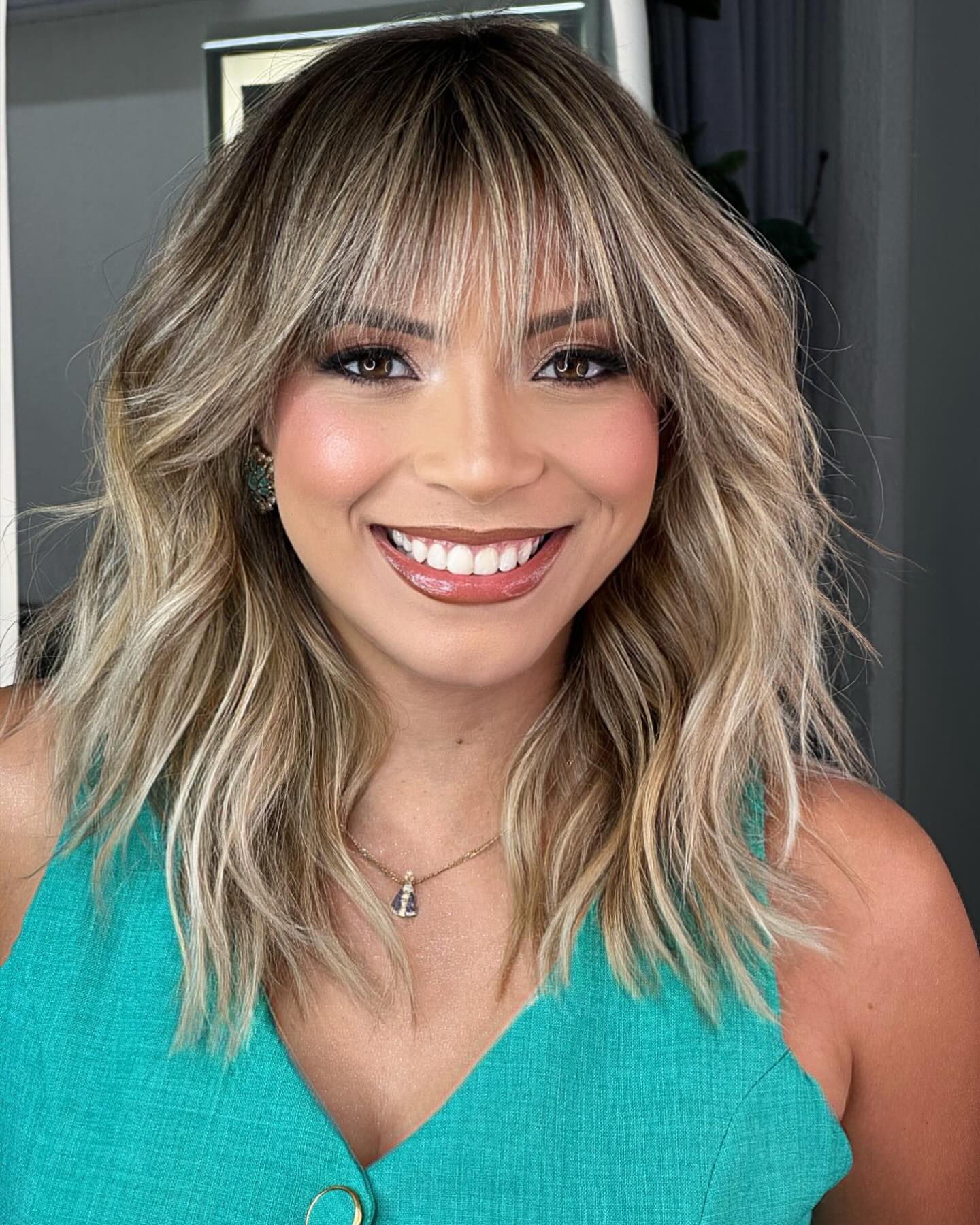 Textured Long Layered Cut with Soft Bangs